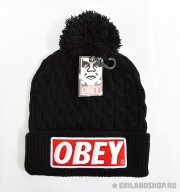 Черная вязаная шапка Obey