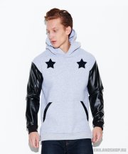 Мужская толстовка Stars с капюшоном и кожаными рукавами