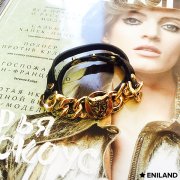 Черный браслет с длинным ремешком Лев