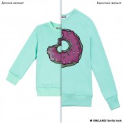 Парные мятные толстовки family look с пончиком