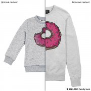 Серые парные толстовки family look с пончиком