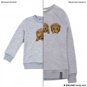 Серые парные толстовки family look с обезьянками