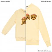 Бежевые парные толстовки family look с обезьянками
