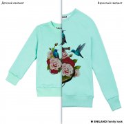 Мятные парные толстовки family look с якорем