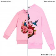 Розовые парные толстовки family look с якорем
