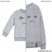 Серые парные толстовки family look Мяу