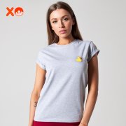Серая женская футболка с нашивкой "Уточка"